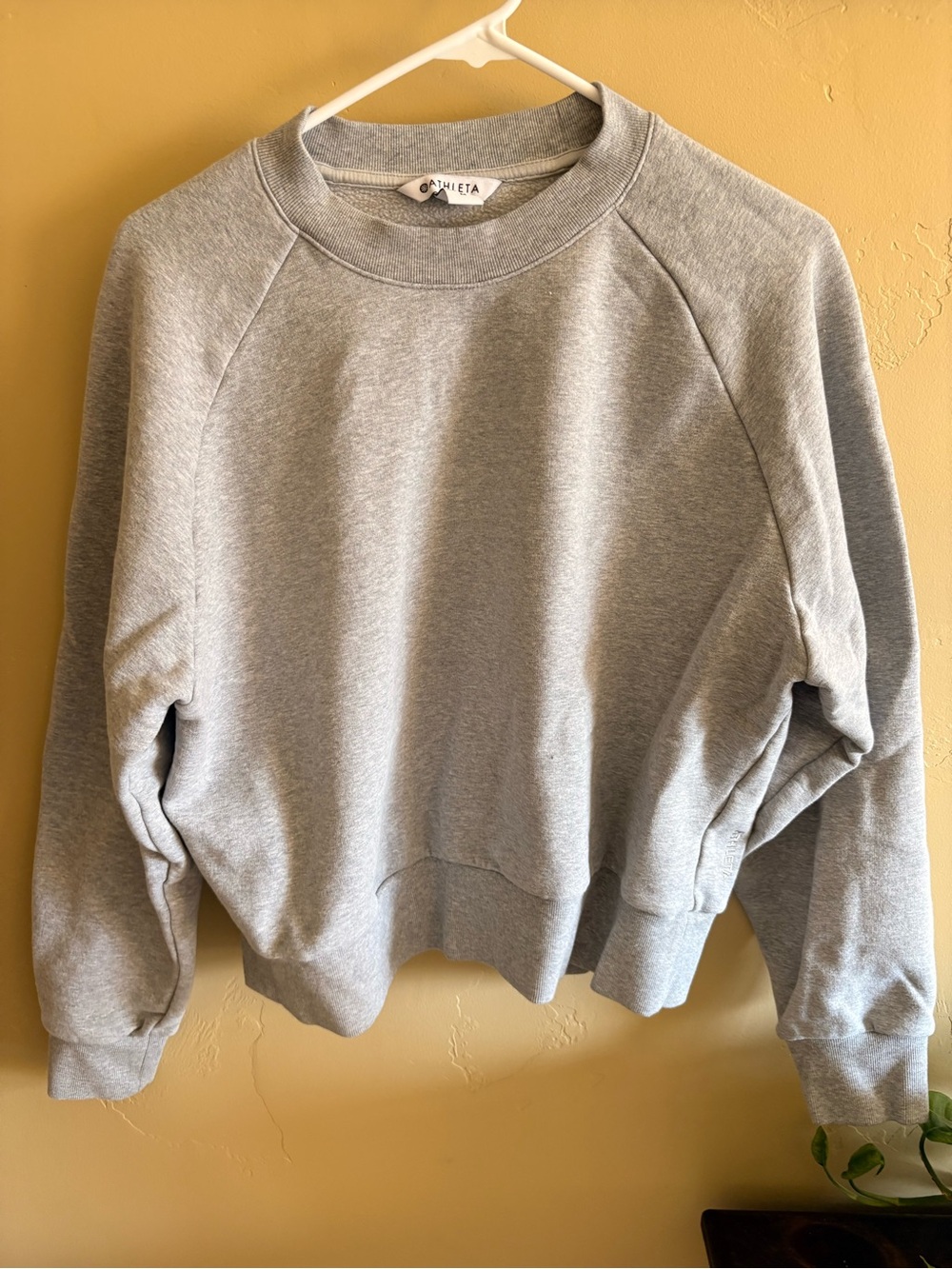 Athleta Light Grey Forever Fleece Cropped Sweatshirt